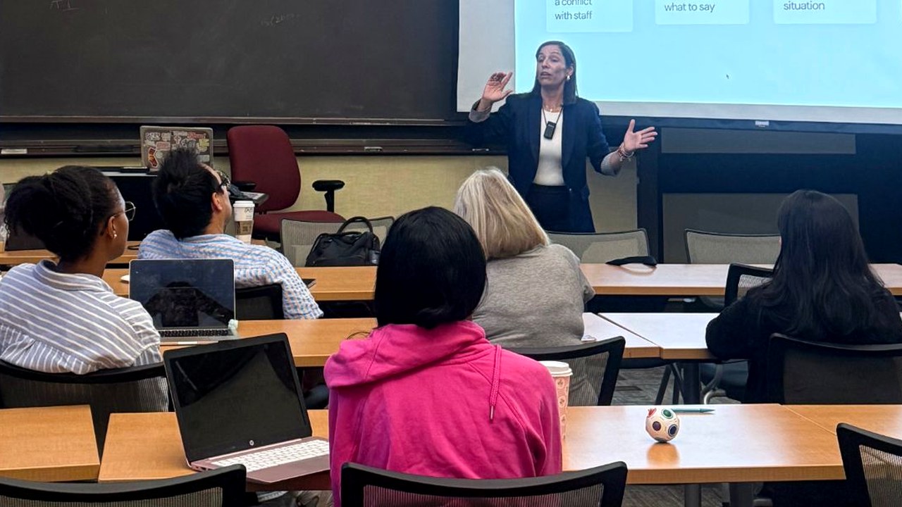 Dr. Isa Karabed presenting during a KLG leadership session